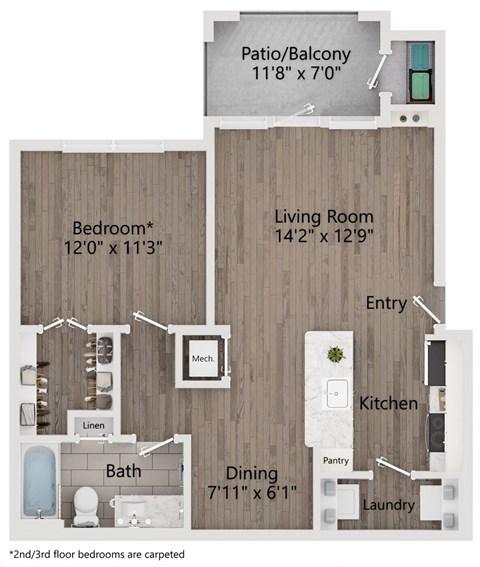 floor plan of a bedroom with a bathroom and a living room